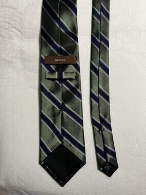 Merona Men’s Necktie Green Blue Striped Classic Business Dress Tie